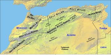 The Atlas Mountains create a large rain shadow in northern Africa.